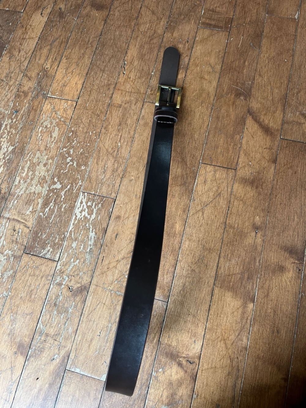 Jessica Black Leather Belt with Gold Buckle